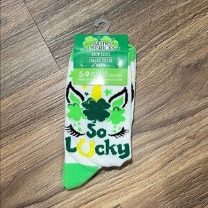So Lucky Crew Socks - Green and White
